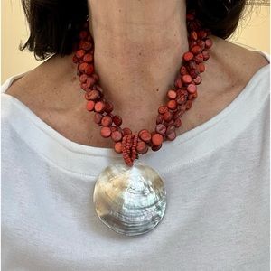 Wooden Bead and Shell Choker